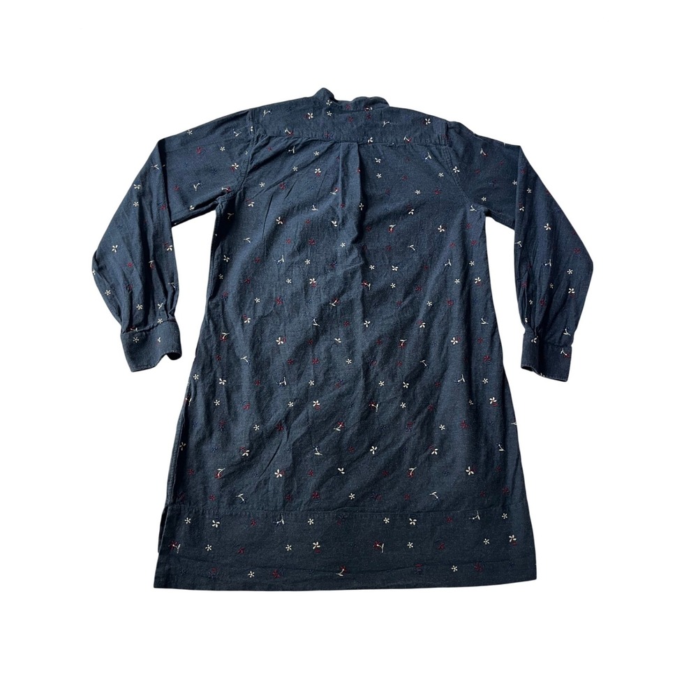 Ann Mashburn Navy Embroidered Floral 100% Cotton Tunic Dress Women's Large - Picture 3 of 8